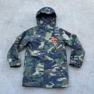 ThirtyTwo Rider Driven Snowboard Jacket Boys M 10k Camo Hooded Insulated Ski